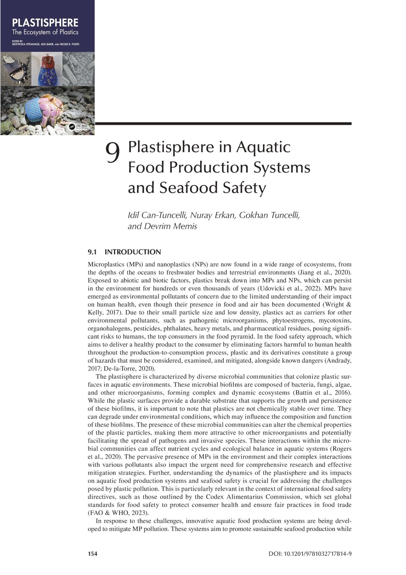 First page of the CRC Press chapter on the plastisphere and seafood safety